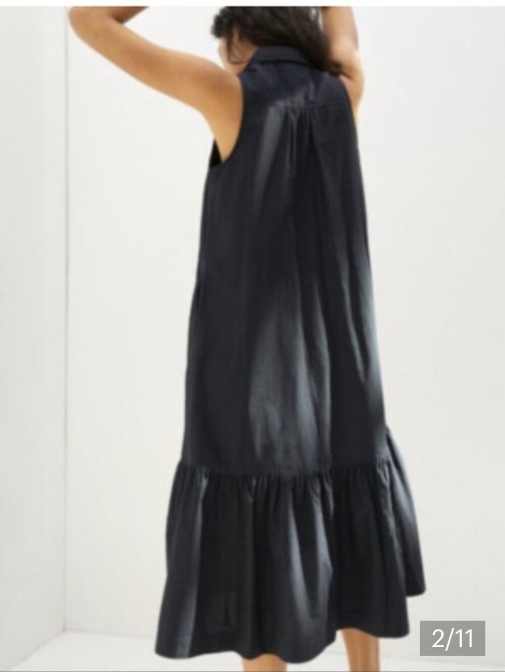 Maeve by Anthropologie Paola Flounced Midi Dress Black Small - Picture 4 of 16